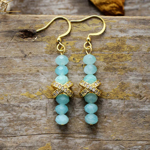 Boucles d'Oreilles Rayonnante Énergie en Amazonite & Améthyste