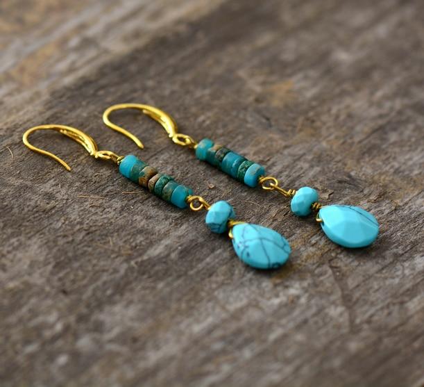 Boucles d'Oreilles Bleu Océan