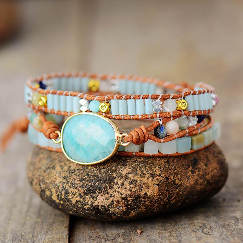 Bracelet en Pierre d'Amazonite Naturelle