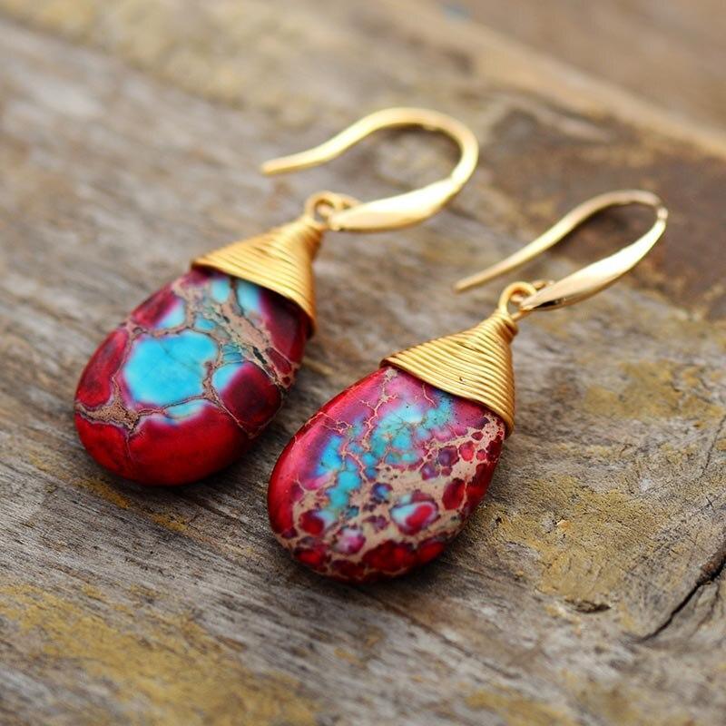 Boucles d'Oreilles Energie Tibétaine en Jaspe