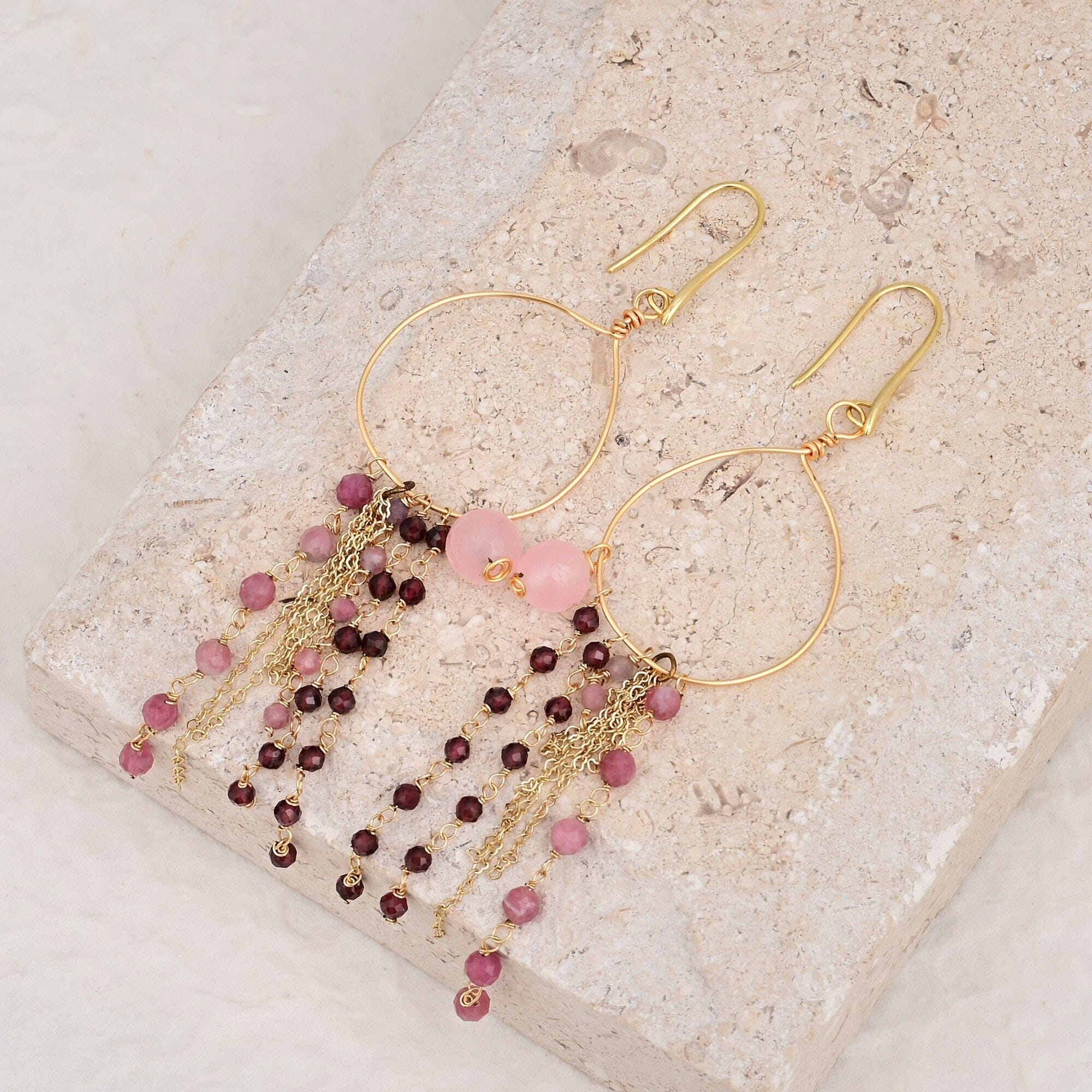 Boucles d'Oreilles "Calme Compassion" en Tourmaline Rose