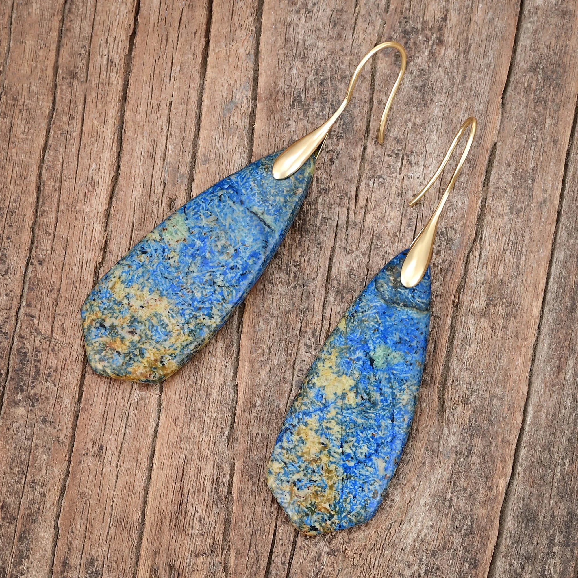 Boucles d'Oreilles Opulence des Océans en Jaspe Blue Spot