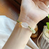 Bracelet Lapin Chance Abondante en Quartz Fraise et Jade Vert