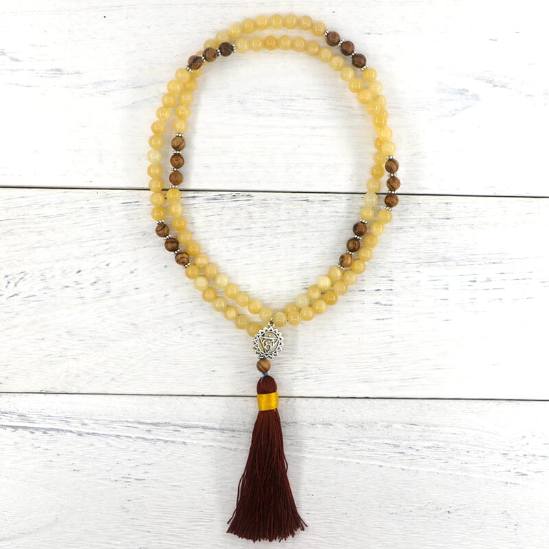 Collier Mala Fortune et Paix en Jade Jaune