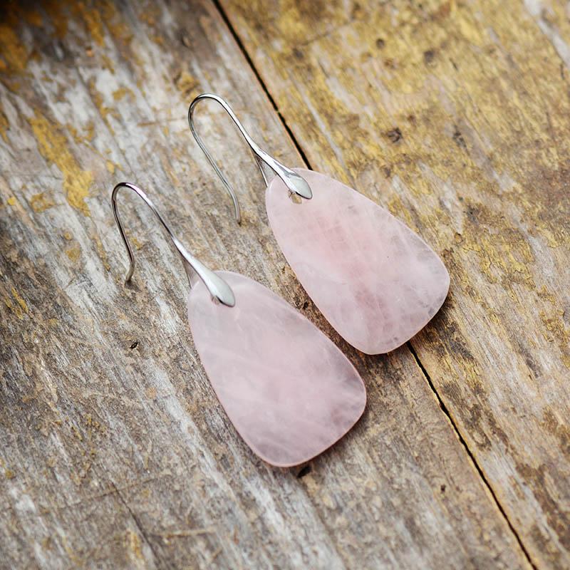 Boucles d'Oreilles Protectrices en Quartz Rose