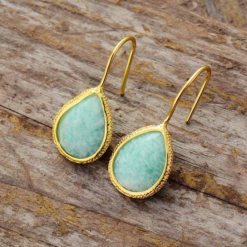 Boucles d'Oreilles Toucher Apaisant en Amazonite