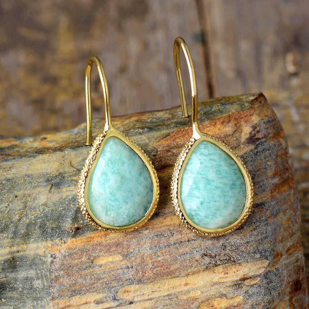 Boucles d'Oreilles Toucher Apaisant en Amazonite