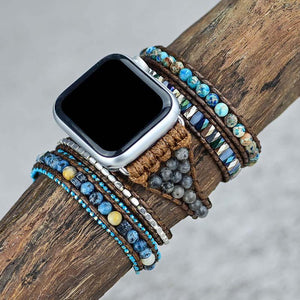 Bracelet pour Apple Watch en Pierres Grises et Bleues