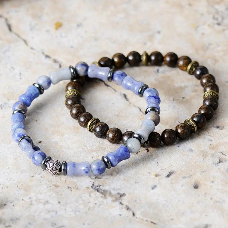 Bracelet Chemin Guerrier en Aventurine Bleue & Bronzite