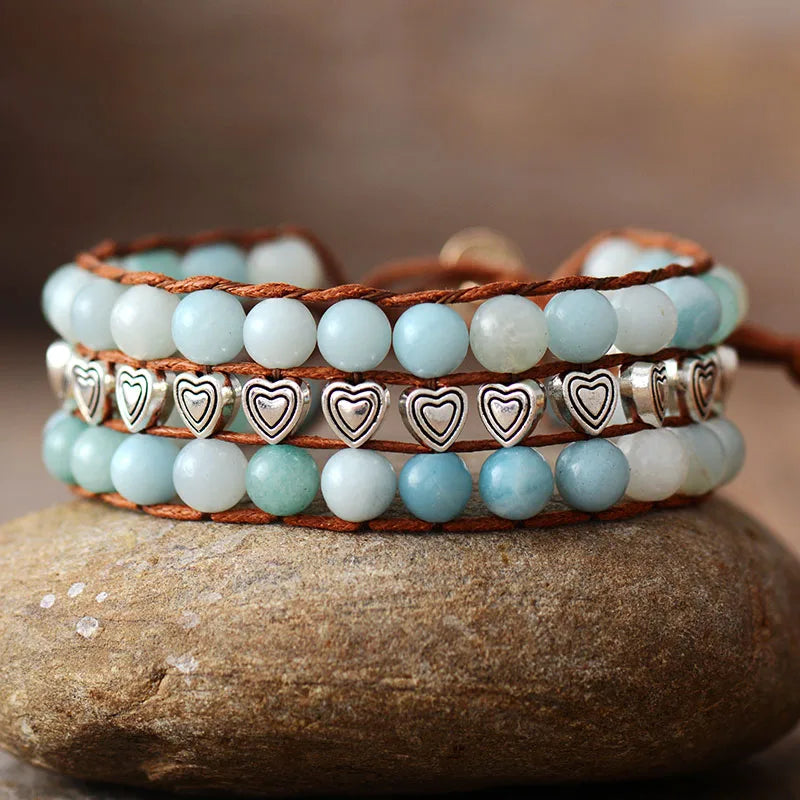 Bracelet Coeur Radieux en Amazonite & Jaspe