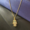 Collier Hamsa Abondante Prospérité en Or et Turquoise