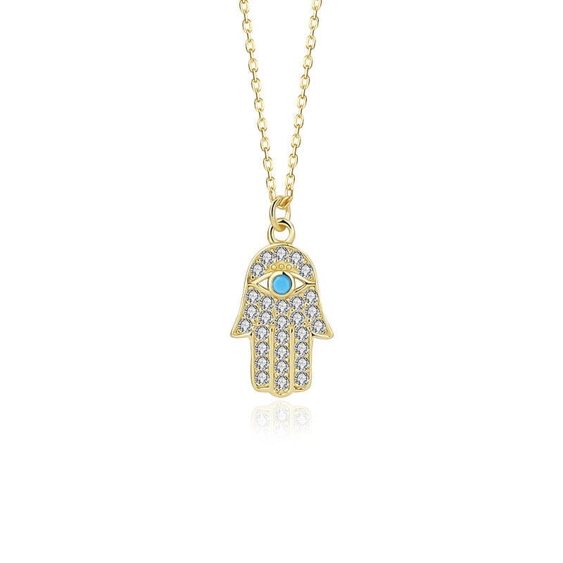 Collier Hamsa Abondante Prospérité en Or et Turquoise