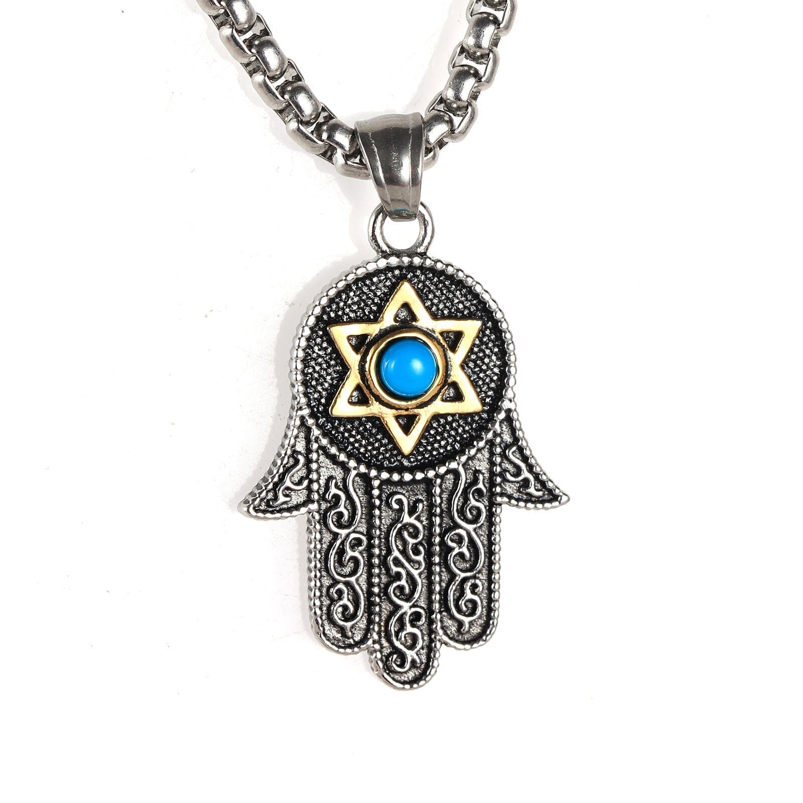 Collier Hamsa Abondance Paisible en Turquoise