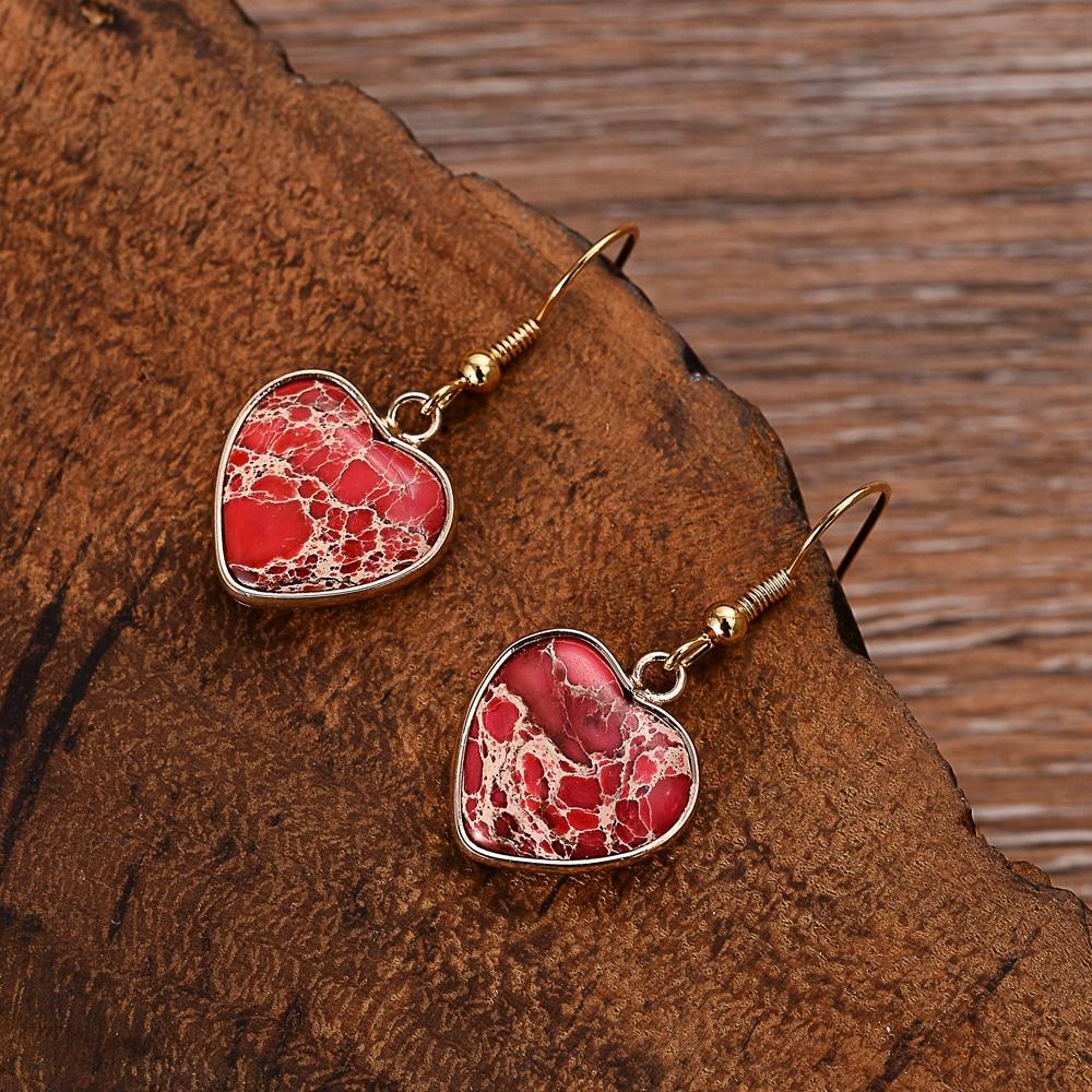 Boucles d'Oreilles Cœur Rouge en Jaspe