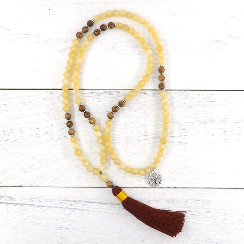 Collier Mala Fortune et Paix en Jade Jaune