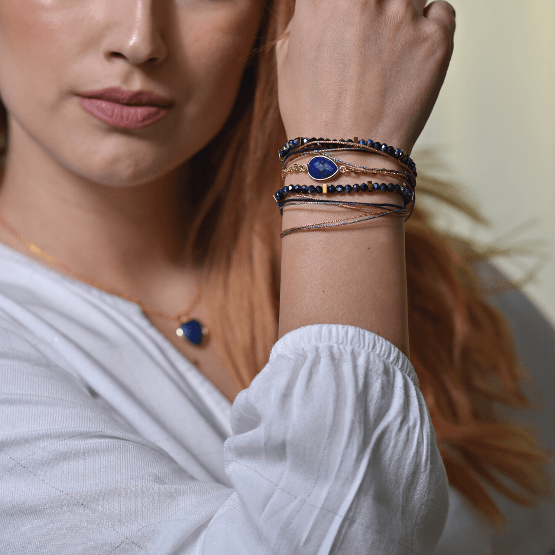 Bracelet Bohème Multicouche en Lapis-Lazuli