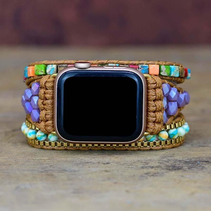 Bracelet pour Apple Watch Multicolore en Pierres Carrées