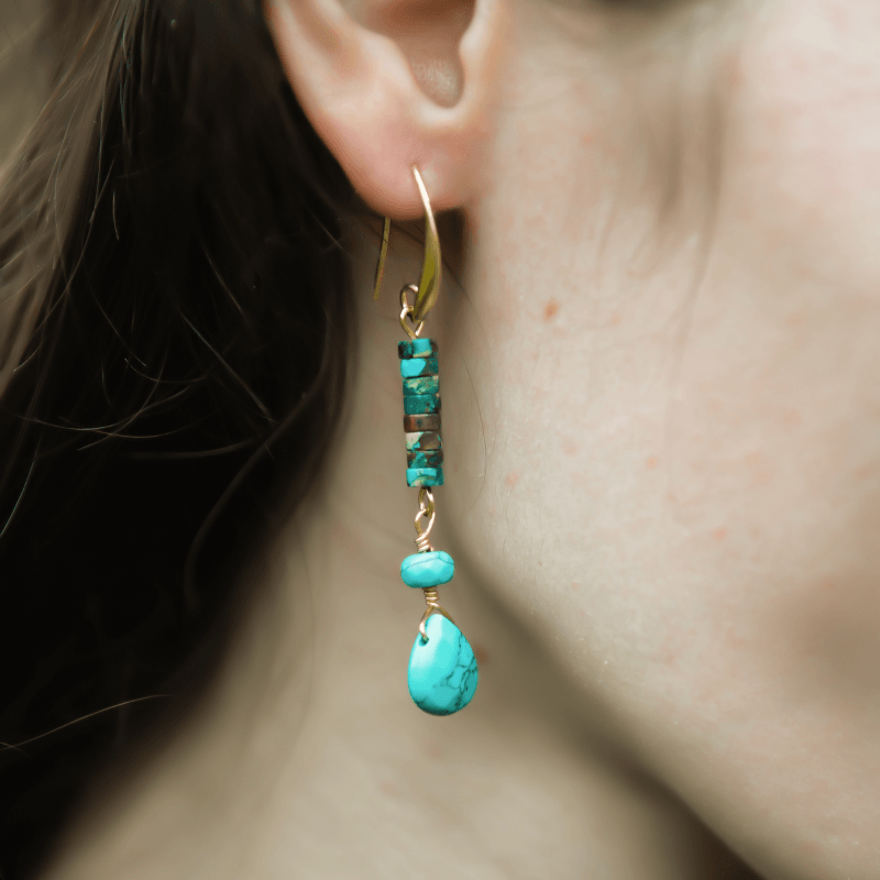 Boucles d'Oreilles Bleu Océan