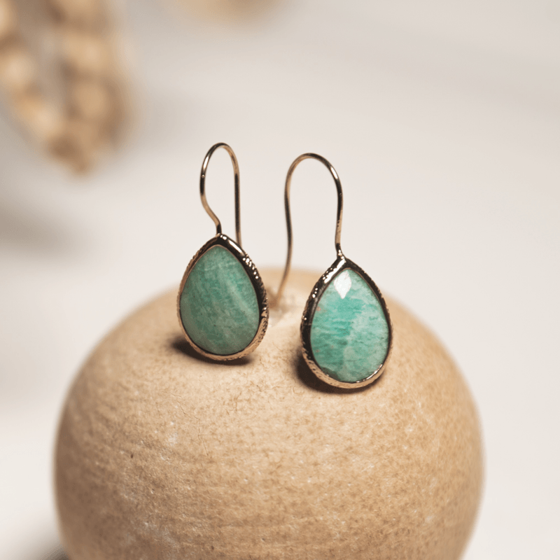 Boucles d'Oreilles Toucher Apaisant en Amazonite