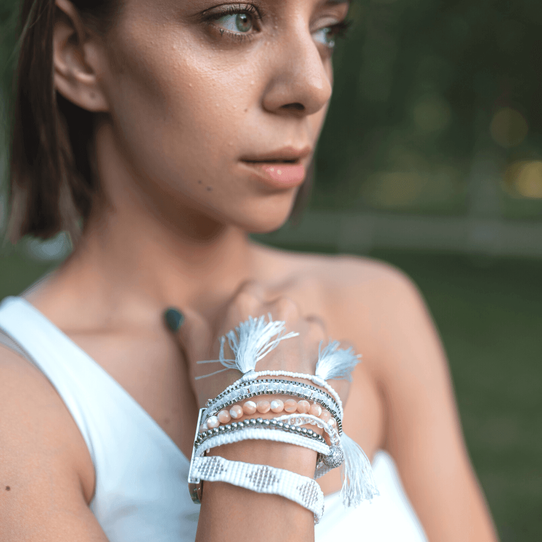 Bracelet Shamballa en Perles Blanches