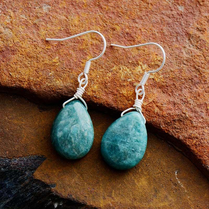 Boucles d'Oreilles en Pierre Amazonite