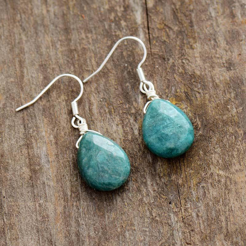 Boucles d'Oreilles en Pierre Amazonite