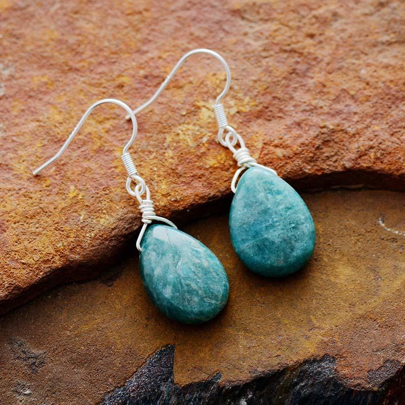 Boucles d'Oreilles en Pierre Amazonite