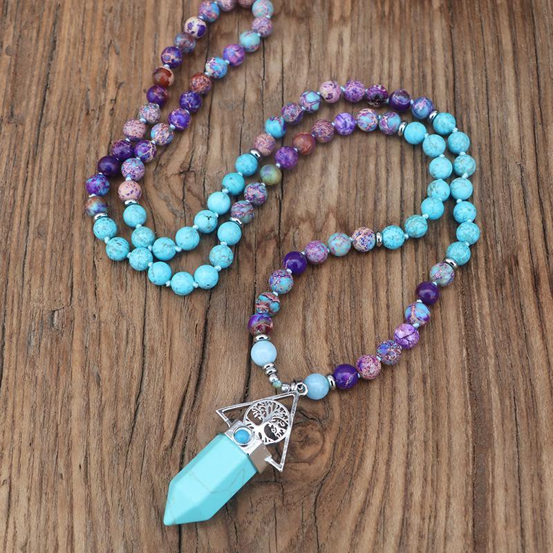 Collier Mala Couleurs Fantaisistes en Turquoise