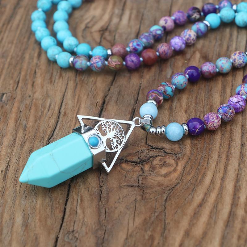 Collier Mala Couleurs Fantaisistes en Turquoise