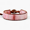 Bracelet Bohéme en Opale Rose et Cuir