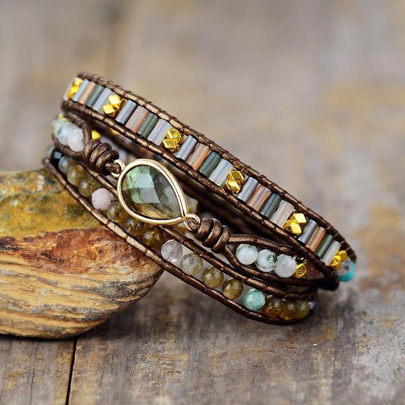 Bracelet Multicouches Savoir Intérieur en Labradorite