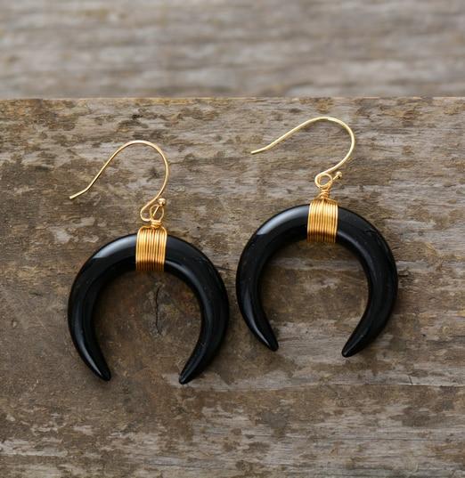 Boucles d'Oreilles Magie Lunaire en Forme de Demi-Lune