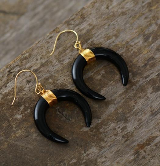 Boucles d'Oreilles Magie Lunaire en Forme de Demi-Lune