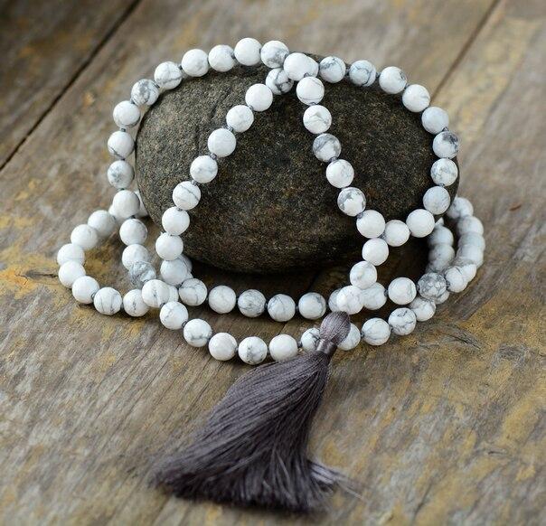 Collier Mala Détente & Sérénité en Howlite