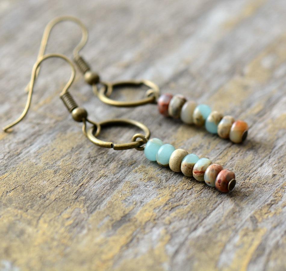 Boucles d'Oreilles en Jaspe Naturel