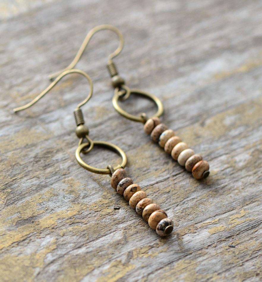 Boucles d'Oreilles en Jaspe Naturel