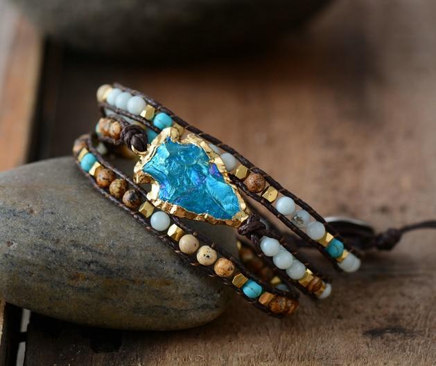 Bracelet Doré avec une Pointe de Flèche de Mer