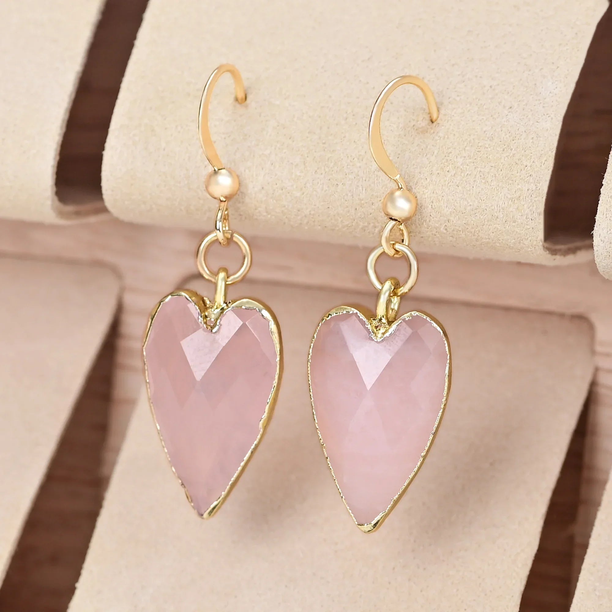 Boucles d'Oreilles Authentique Harmonie en Quartz Rose