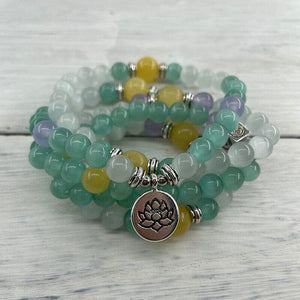 Bracelet Mala Abondance Spirituelle en Jade Jaune et Opale