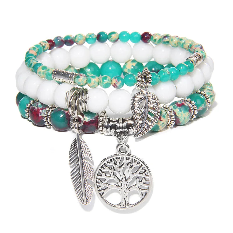 Bracelet Arbre de Vie Connexion avec le Cosmo en Pierres Naturelles