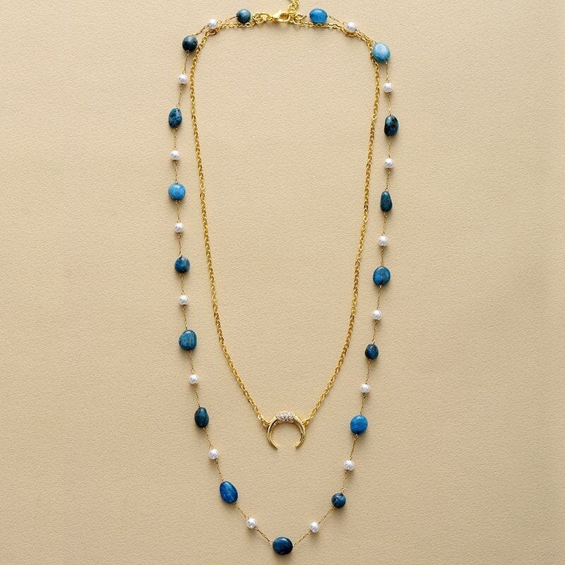 Collier Superposé "Sérénité Bleutée" en Apatite et Lapis-Lazuli