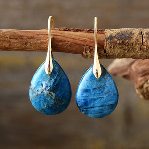 Boucles d'Oreilles Goutte Paisible en Pierres Naturelles