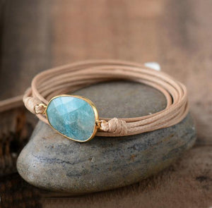 Bracelet en Amazonite et Cuir