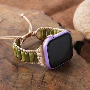 Bracelet Apple Watch Vert en Pierres Naturelles