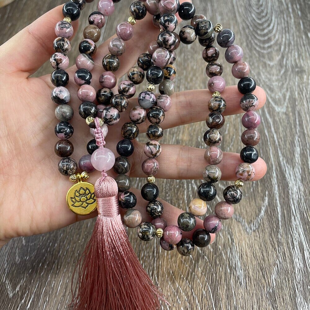 Collier Mala en Rhodochrosite Éveil du Coeur