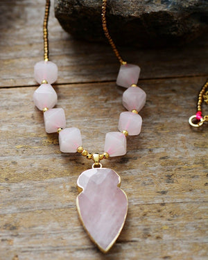 Collier Mala Synergie de Guérison en Quartz Rose et Améthyste