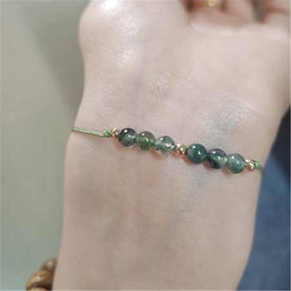 Bracelet Ravissement de l'Âme en Agate Verte et Préhnite