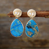 Boucles d'Oreilles Cascade Divine en Jaspe Bleu