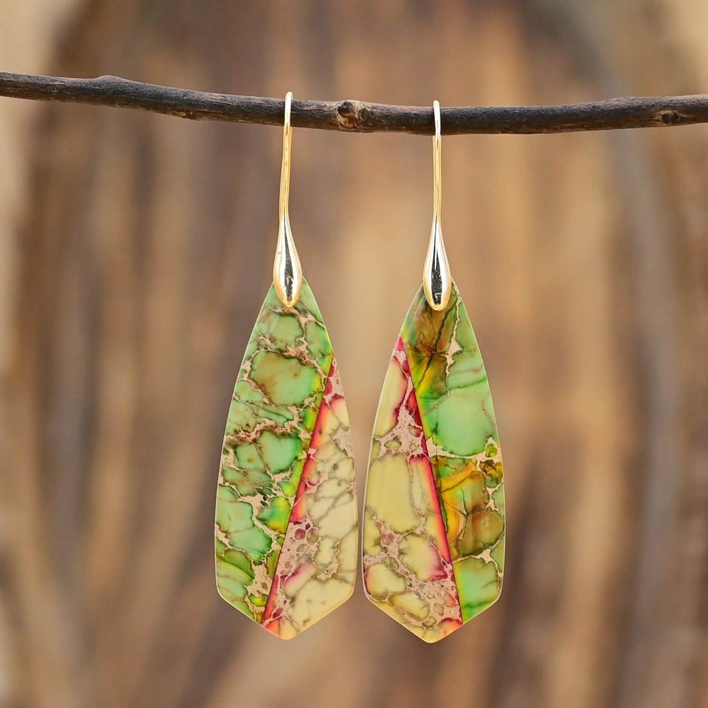 Boucles d'Oreilles Feu Élémentaire en Or, Argent et Jaspe Impérial