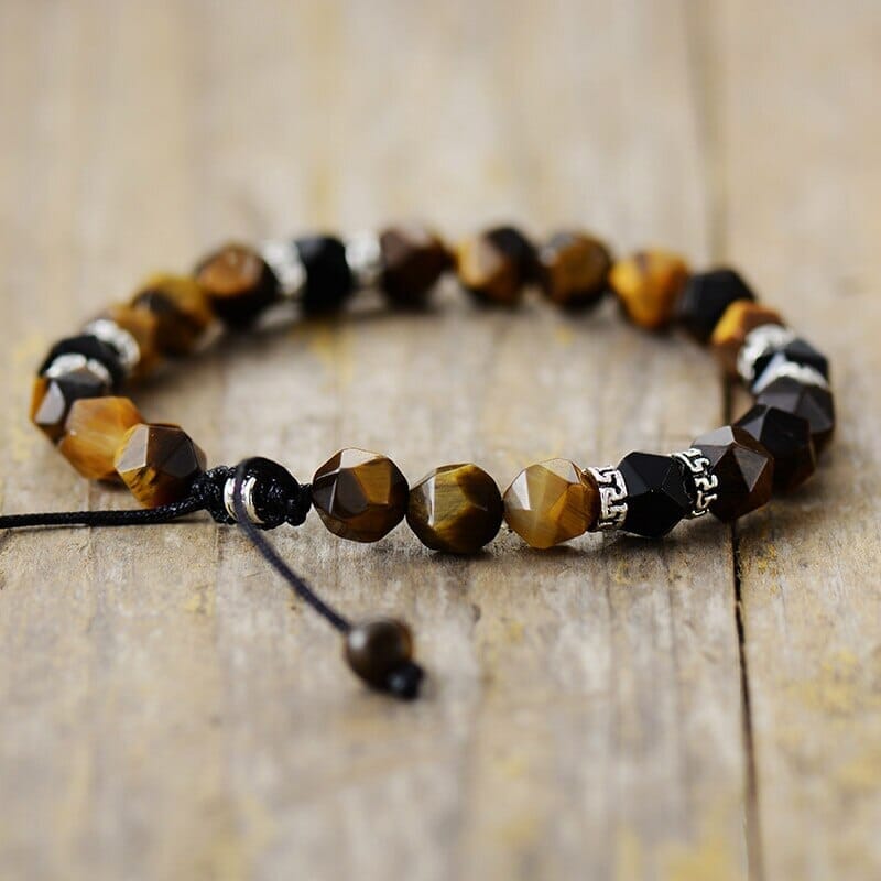 Bracelet Force Implacable en Oeil de Tigre et Agate Noire